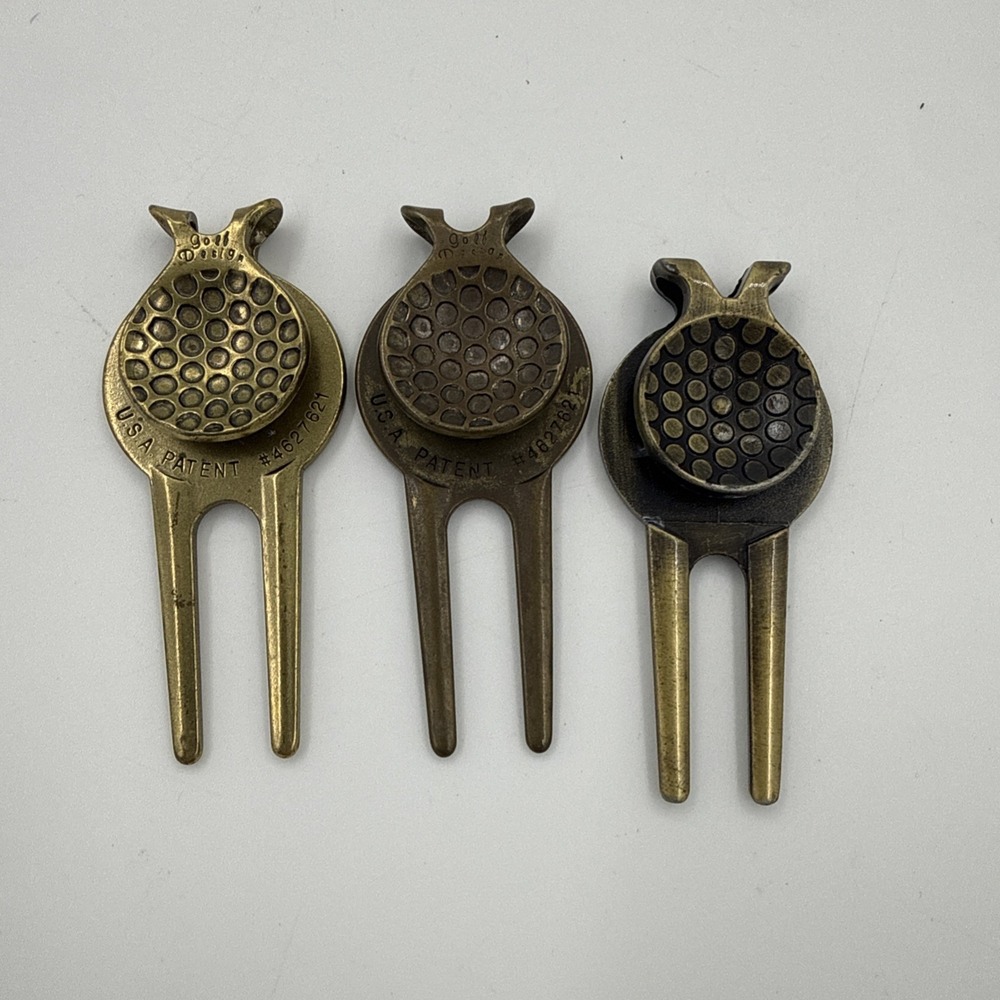 3 Vintage Golf Divot Repair Tool Magnetic Ball Marker Holder/money clip 4627621